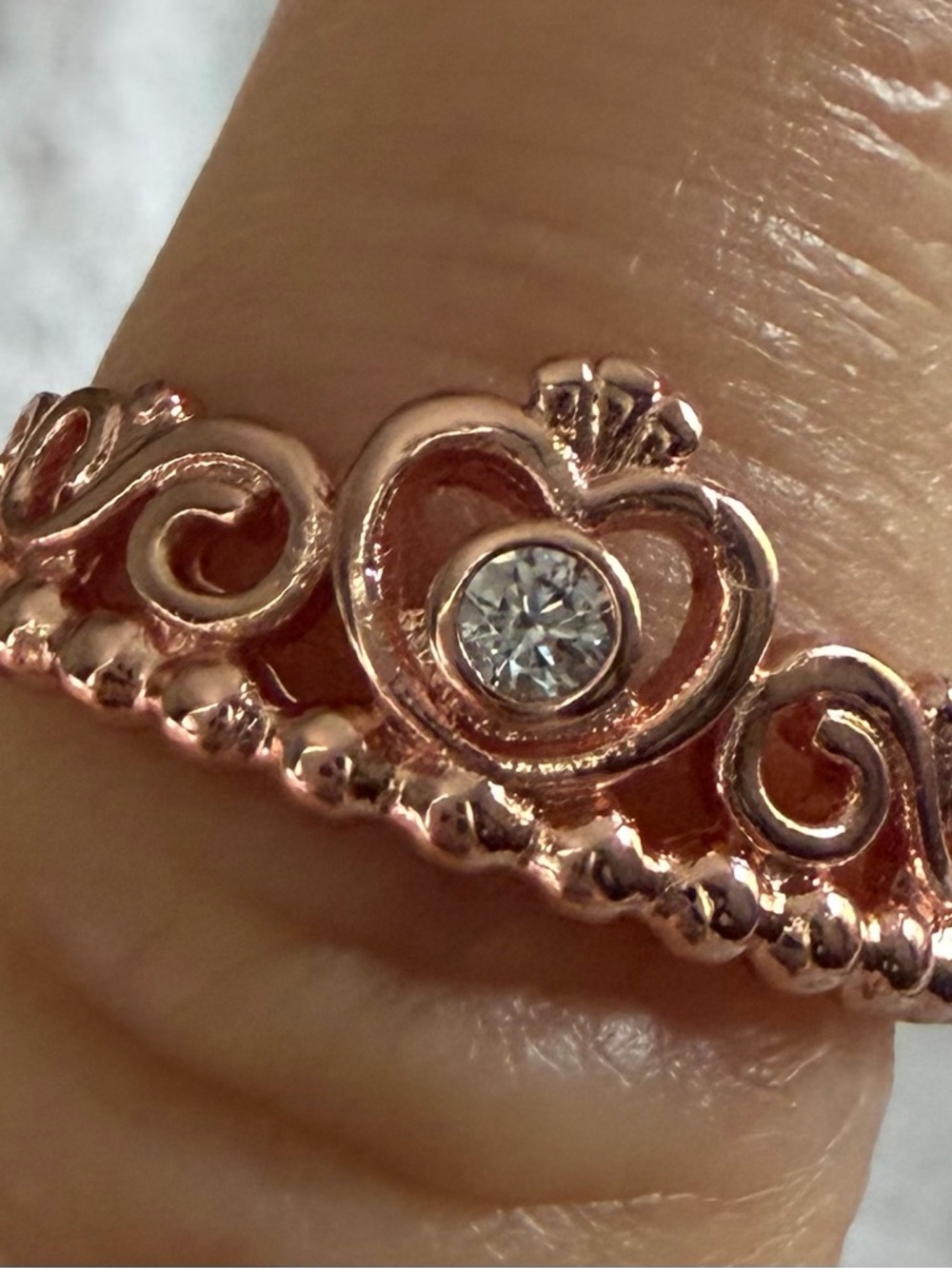 Pandora Rose Gold Heart Crown Ring size 8 new no box